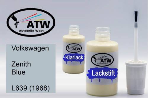 Volkswagen, Zenith Blue, L639 (1968): 20ml Lackstift + 20ml Klarlack - Set, von ATW Autoteile West.